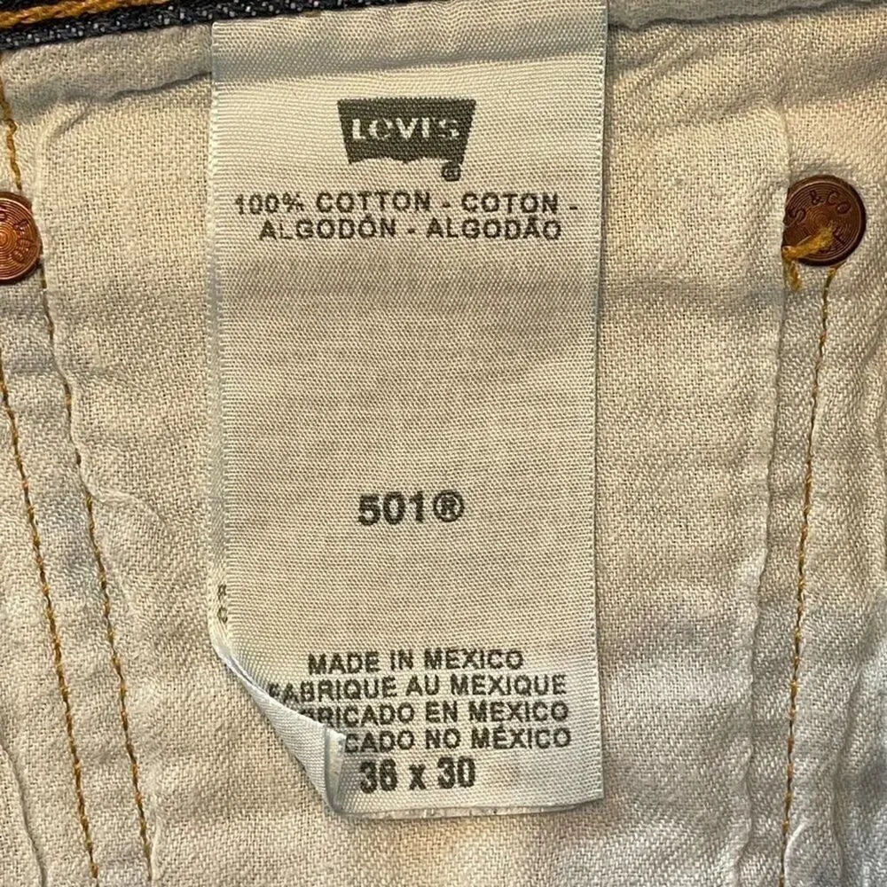 Levi’s 501 Button Fly All Cotton Jeans Men’s Size 36 X 30